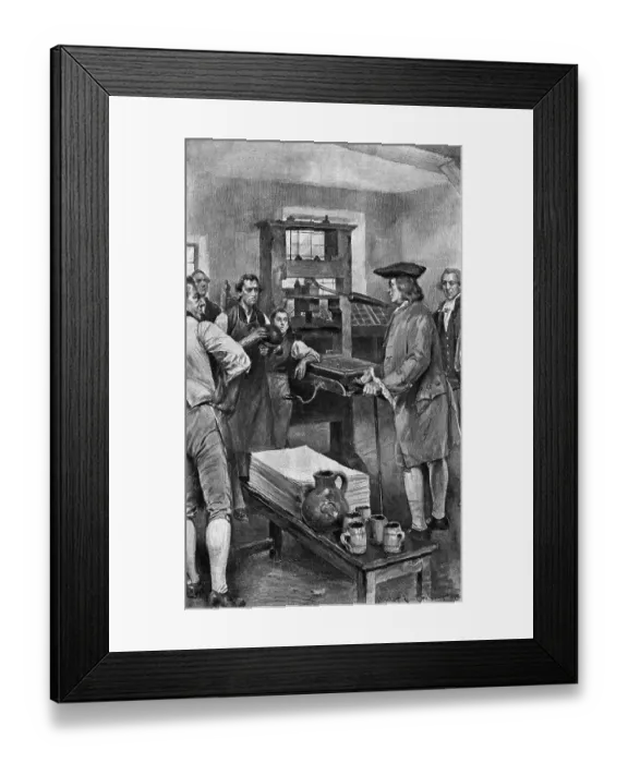 Framed Print : Benjamin Franklin Offering Advice to Printers Framed Print : Benjamin Franklin Offering Advice to Printers
