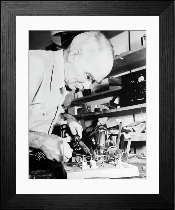 Framed Print : Lee De Forest at Work in His Laboratory Framed Print : Lee De Forest at Work in His Laboratory