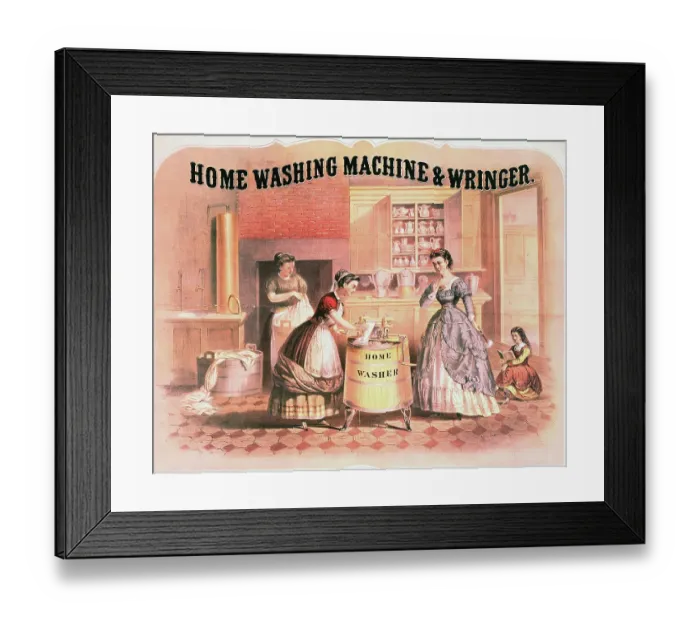 Framed Print : Colored Advertising Poster For Washer Framed Print : Colored Advertising Poster For Washer