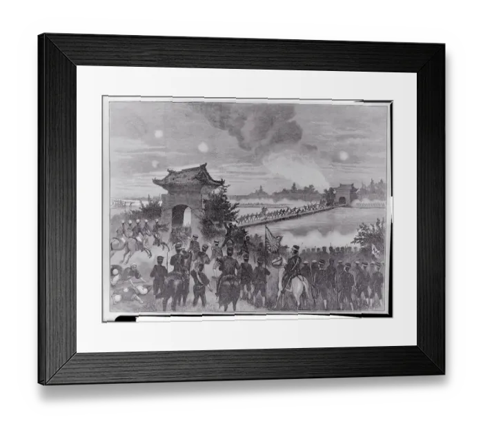 Framed Print : Men Run Across River Bridge To Attack Framed Print : Men Run Across River Bridge To Attack
