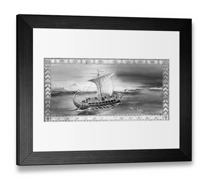 Framed Print : Painting of Phoenician Galley Framed Print : Painting of Phoenician Galley