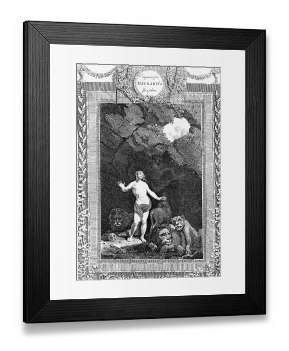 Framed Print : Engraving of Daniel in the Lion's Den Framed Print : Engraving of Daniel in the Lion's Den