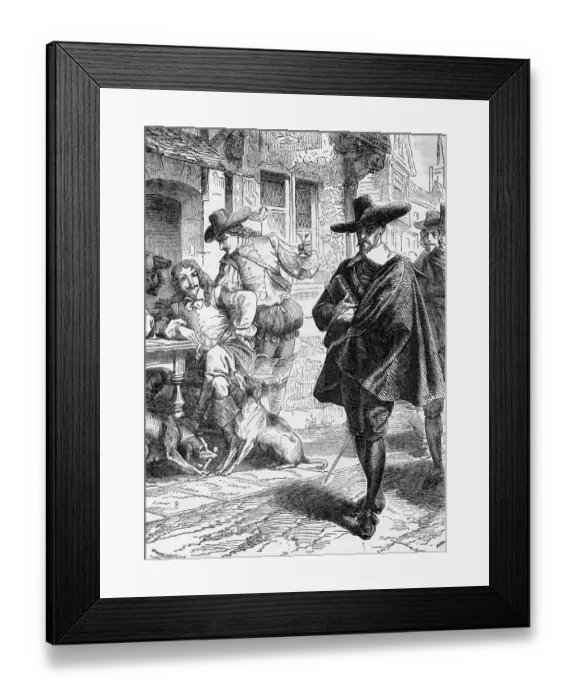 Framed Print : Woodcut Of Puritans And Cavaliers Framed Print : Woodcut Of Puritans And Cavaliers