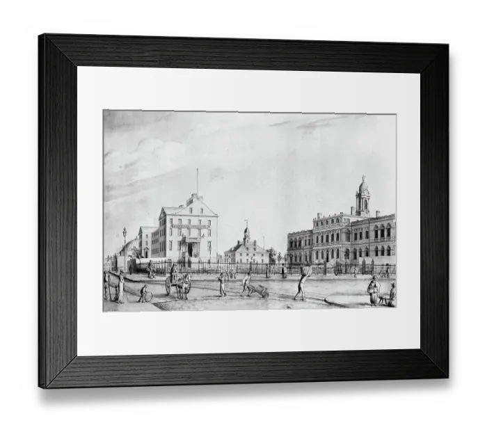 Framed Print : Drawing Of Life Around City Hall, Ny Framed Print : Drawing Of Life Around City Hall, Ny