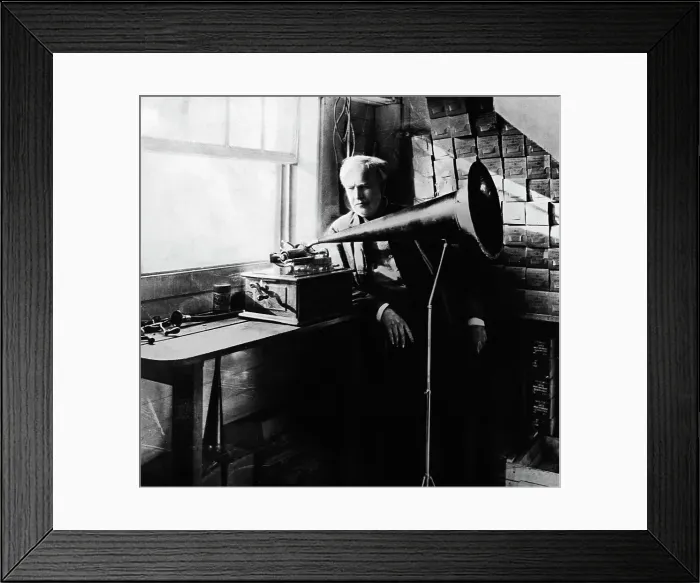 Framed Print : Thomas Edison with His First Phonograph Framed Print : Thomas Edison with His First Phonograph
