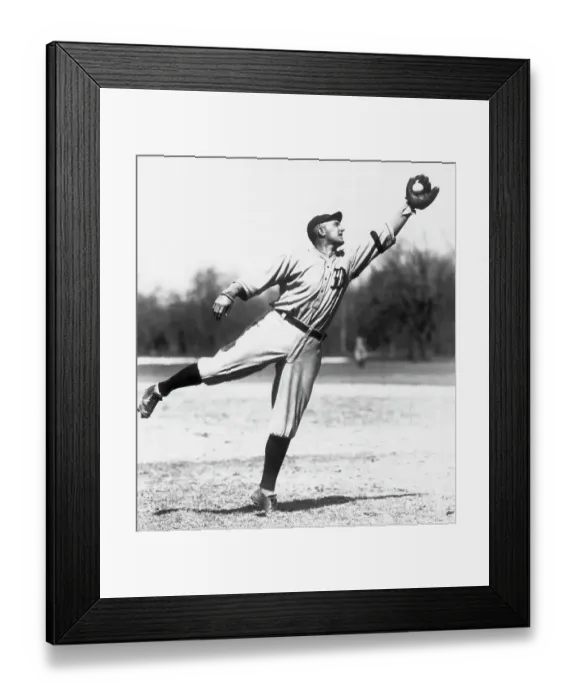 Framed Print : Ty Cobb Reaching to Catch Baseball Framed Print : Ty Cobb Reaching to Catch Baseball