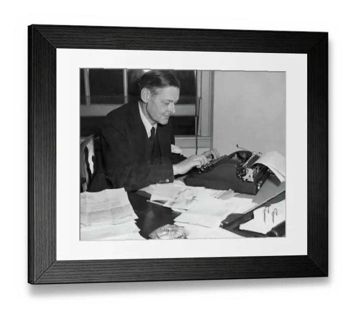 Framed Print : Ts Eliot At Desk Inspecting Manuscripts Framed Print : Ts Eliot At Desk Inspecting Manuscripts