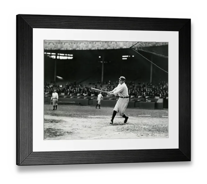 Framed Print : Babe Ruth Slugging Powerfully Framed Print : Babe Ruth Slugging Powerfully