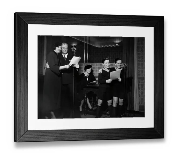 Framed Print : People In Studio Making Radio About Fami