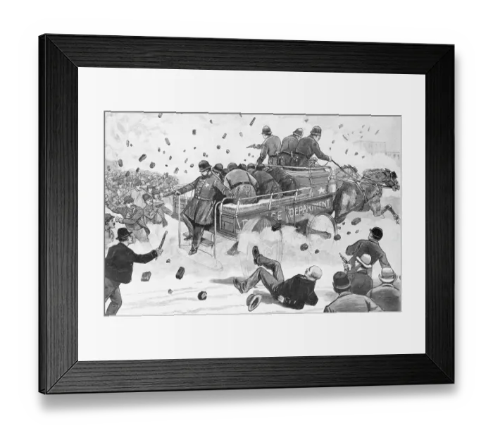 Framed Print : Engraving of the Haymarket Riot in Chicago Framed Print : Engraving of the Haymarket Riot in Chicago