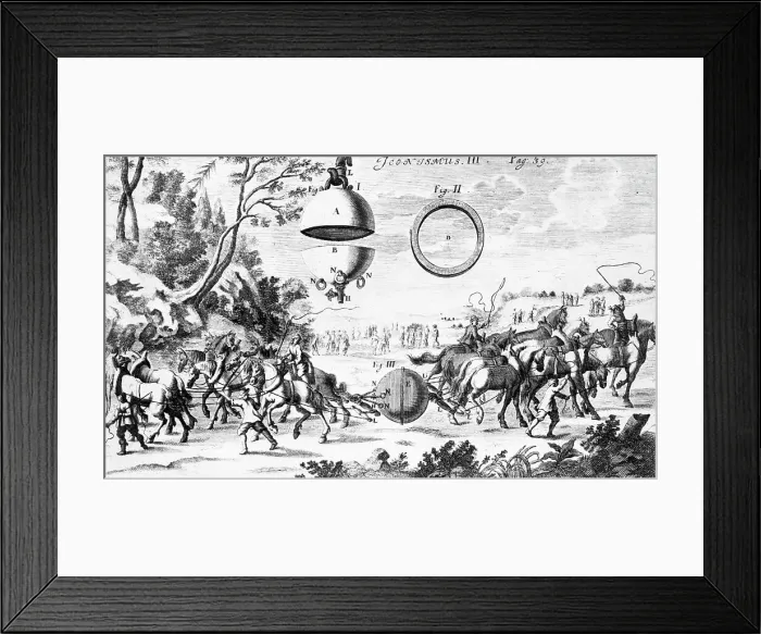 Framed Print : Von Guericke'S Experiment W / Air Pressure Framed Print : Von Guericke'S Experiment W / Air Pressure