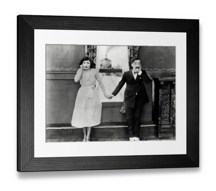 Framed Print : Troubled Couple In House with Train Approaching Framed Print : Troubled Couple In House with Train Approaching