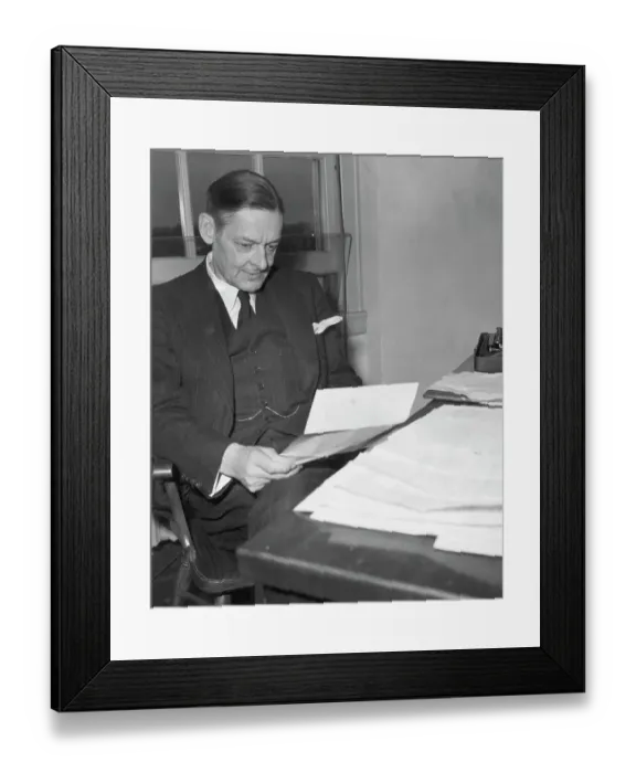 Framed Print : Ts Eliot At Desk Inspecting Manuscripts Framed Print : Ts Eliot At Desk Inspecting Manuscripts