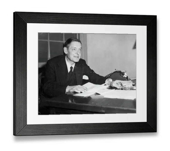 Framed Print : Ts Eliot at Desk Inspecting Manuscripts Framed Print : Ts Eliot at Desk Inspecting Manuscripts