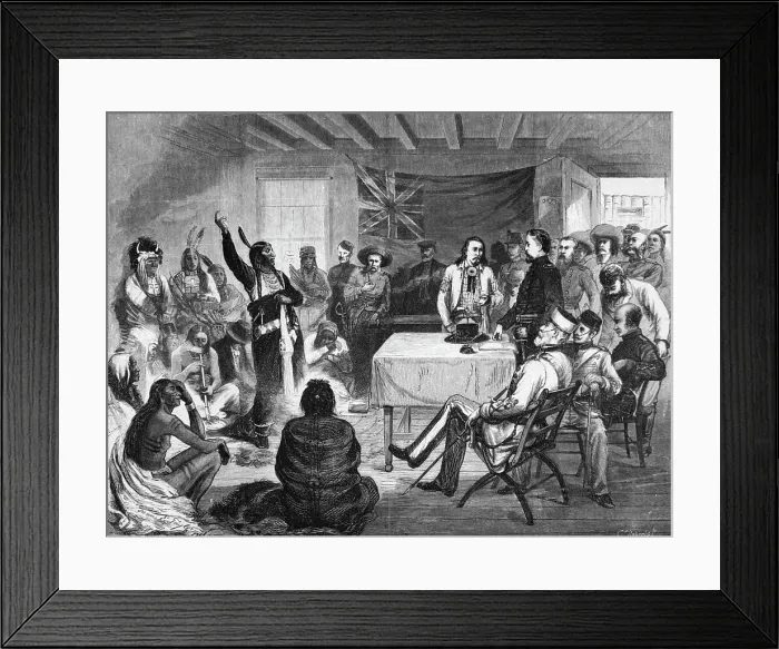 Framed Print : Engraving of the Sitting Bull Council in October 1877 Framed Print : Engraving of the Sitting Bull Council in October 1877
