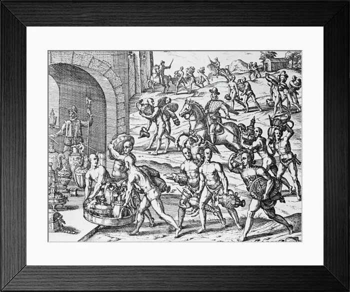 Framed Print : The Incas Begin Collecting Gold Artefacts by Theodor de Bry Framed Print : The Incas Begin Collecting Gold Artefacts by Theodor de Bry