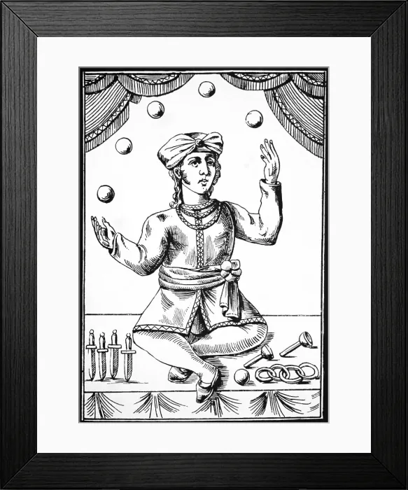 Framed Print : French Juggler Juggling Five Balls