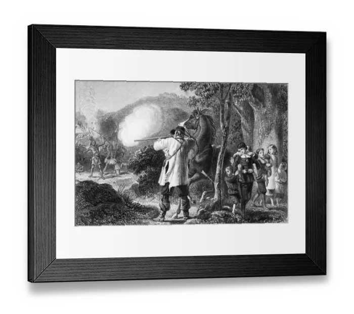 Framed Print : Family Escapes From Attacking Indains Framed Print : Family Escapes From Attacking Indains