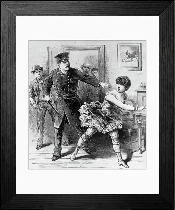 Framed Print : Print Depicting a Policeman Arresting a Prostitute Framed Print : Print Depicting a Policeman Arresting a Prostitute