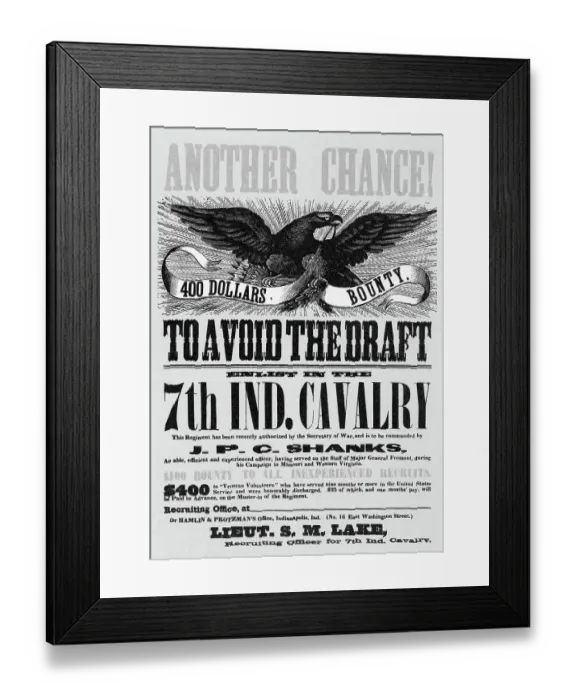 Framed Print : Civil War Poster Offering Draft Avoidian Framed Print : Civil War Poster Offering Draft Avoidian