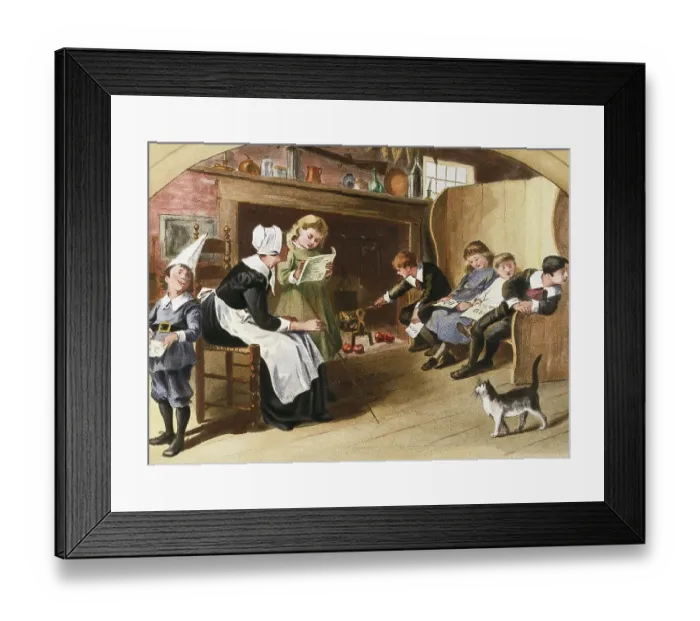 Framed Print : Color Engraving of A New England Dame School