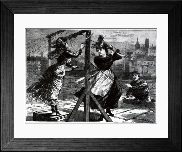 Framed Print : Resentful Women Cutting Telegraph Wires Framed Print : Resentful Women Cutting Telegraph Wires