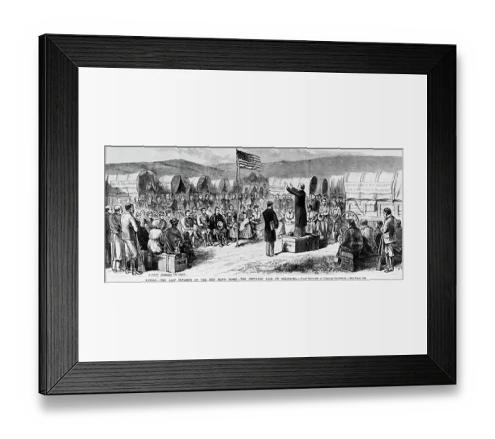 Framed Print : Settlers Raid On Oklahoma Framed Print : Settlers Raid On Oklahoma