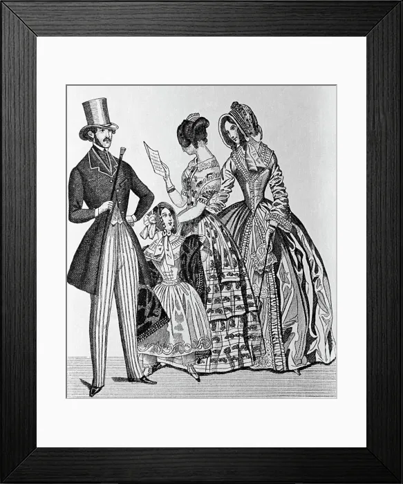 Framed Print : 19Th Century Family Fashion Group Framed Print : 19Th Century Family Fashion Group
