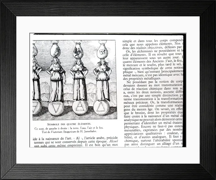Framed Print : The Four Elements Copper Engraving Framed Print : The Four Elements Copper Engraving