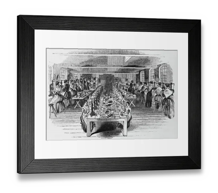 Framed Print : Buttons Factory, Woodcut, 19Th Century Framed Print : Buttons Factory, Woodcut, 19Th Century
