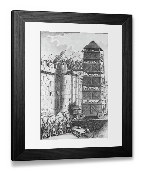 Framed Print : Engraving of Pavisers and a Movable Tower Framed Print : Engraving of Pavisers and a Movable Tower