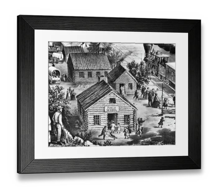 Framed Print : Country Public School By Railroad Tracks Framed Print : Country Public School By Railroad Tracks