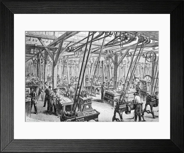 Framed Print : Interior Of Factory In 1865 Framed Print : Interior Of Factory In 1865