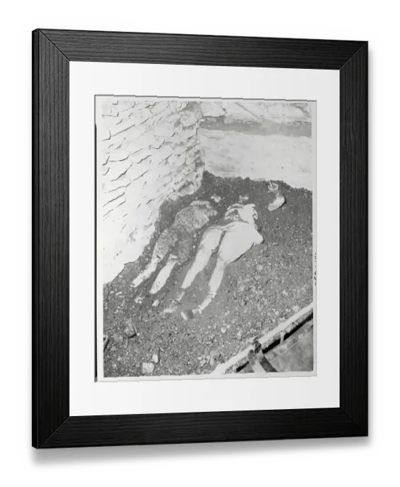 Framed Print : Two Female Bodies Lying in Coal Pile Framed Print : Two Female Bodies Lying in Coal Pile