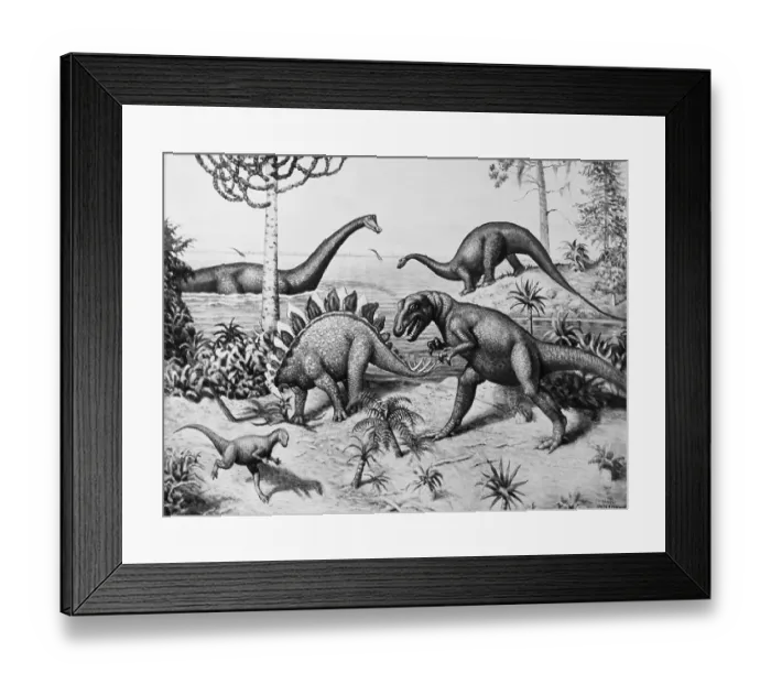 Framed Print : Painting of Dinosaurs by Ernest Untermann Framed Print : Painting of Dinosaurs by Ernest Untermann