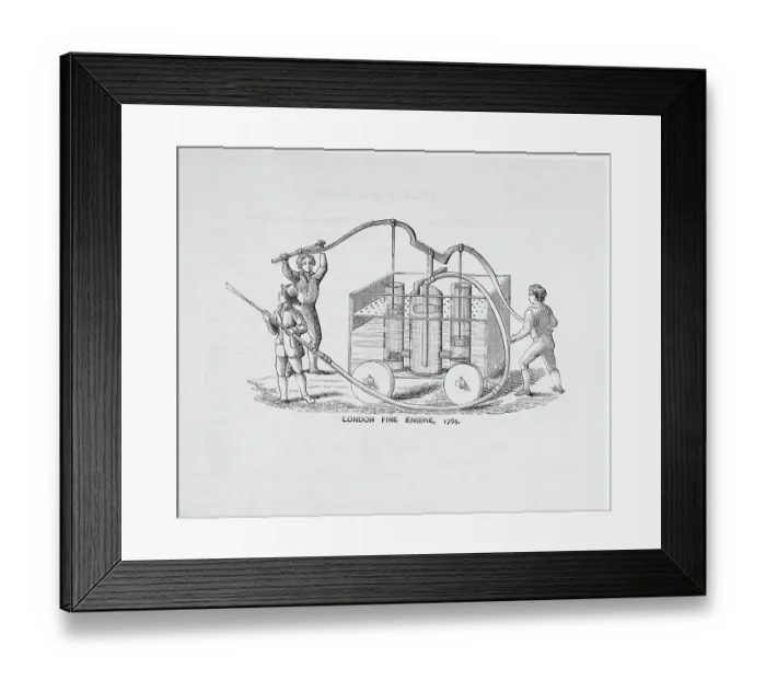 Framed Print : Sketch of Early English Fire Engine Framed Print : Sketch of Early English Fire Engine