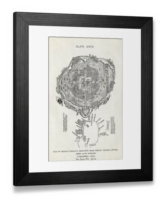 Framed Print : Early Map of Mexico City Framed Print : Early Map of Mexico City