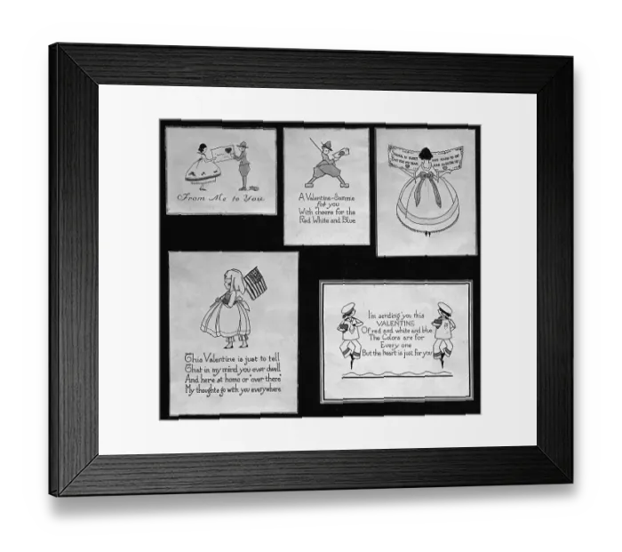 Framed Print : World War Ii Valentine'S Day Cards Framed Print : World War Ii Valentine'S Day Cards
