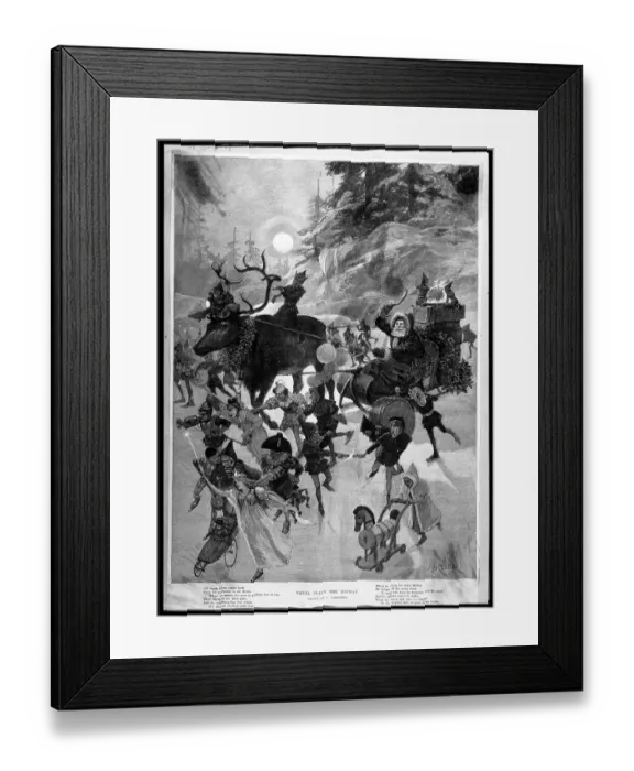Framed Print : Santa Claus With Mythical Characters Framed Print : Santa Claus With Mythical Characters