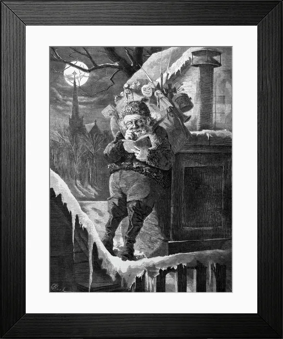 Framed Print : Santa Resting On A Chimney Framed Print : Santa Resting On A Chimney