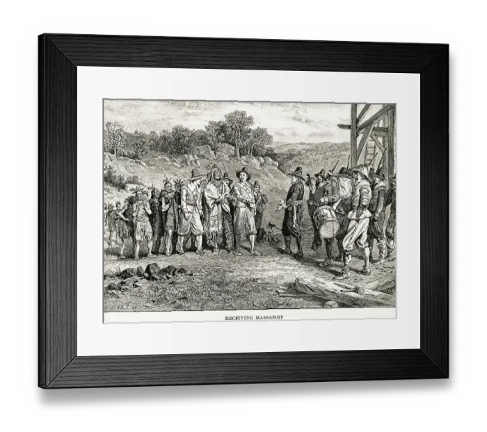 Framed Print : Pilgrims Receiving Massasoit Framed Print : Pilgrims Receiving Massasoit
