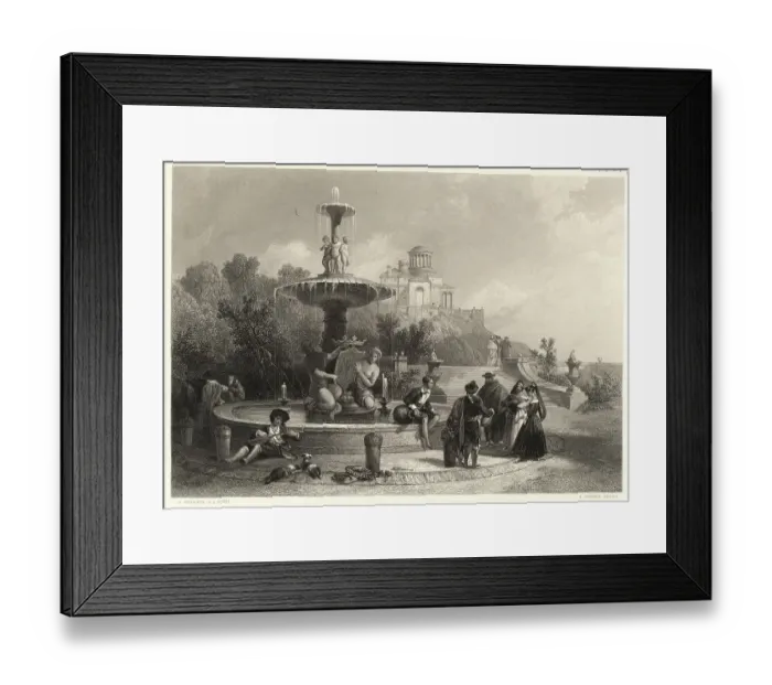 Framed Print : Engraving of Fountain at Madrid Framed Print : Engraving of Fountain at Madrid