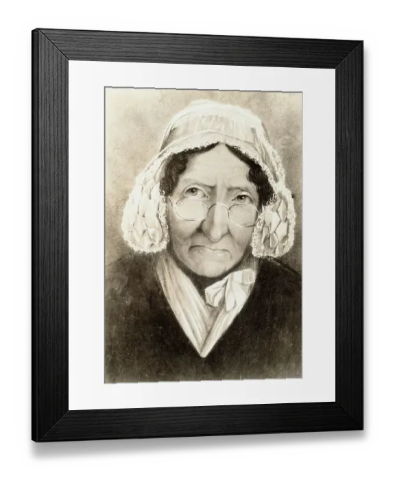 Framed Print : Portrait of Marie Tussaud Wearing Eyeglasses and Bonnet Framed Print : Portrait of Marie Tussaud Wearing Eyeglasses and Bonnet