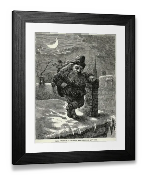 Framed Print : Santa Claus Resting By A Nyc Chimney Framed Print : Santa Claus Resting By A Nyc Chimney