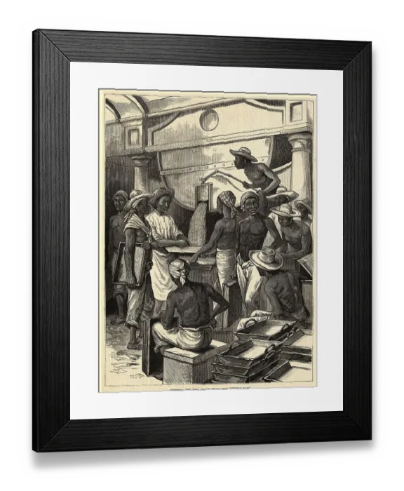 Framed Print : Early Woodcut of Cuba's Sugar Industry Workers Framed Print : Early Woodcut of Cuba's Sugar Industry Workers