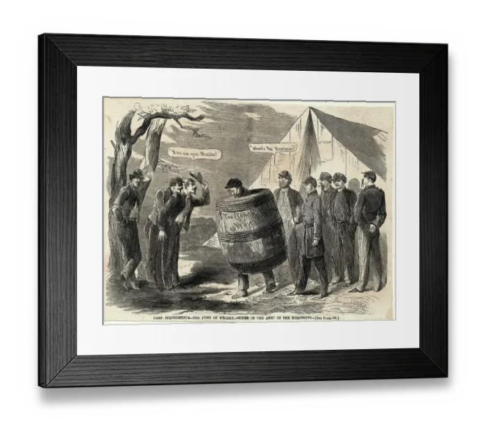 Framed Print : Engraving of Civil War Punishment for Drunkenness Framed Print : Engraving of Civil War Punishment for Drunkenness