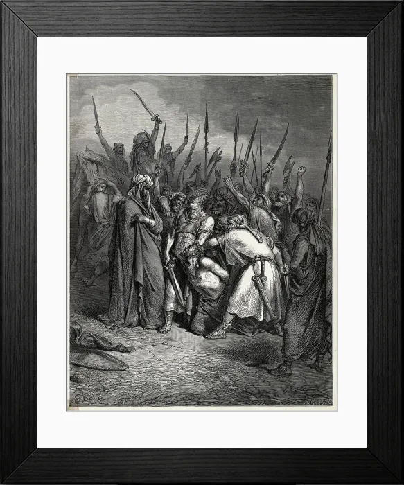 Framed Print : Woodcut of Samuel and Agag Framed Print : Woodcut of Samuel and Agag