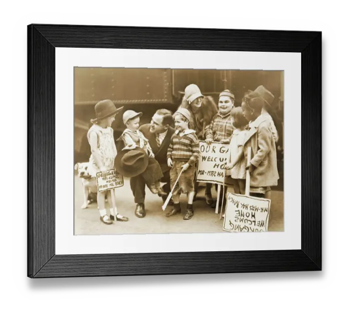 Framed Print : Hal Roach and Wife Welcomed by Our Gang Framed Print : Hal Roach and Wife Welcomed by Our Gang