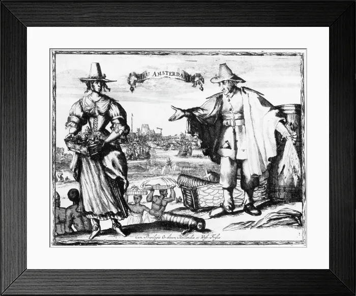 Framed Print : Print of Commerce in New Amsterdam Framed Print : Print of Commerce in New Amsterdam