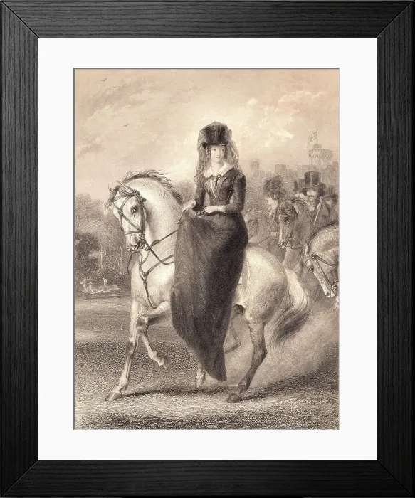 Framed Print : Drawing of Queen Victoria on Horseback